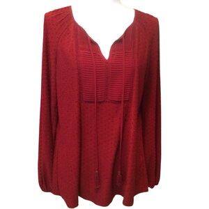 Daniel Rainn Swiss Dot Boho V-Neck Flowy Top Size Large